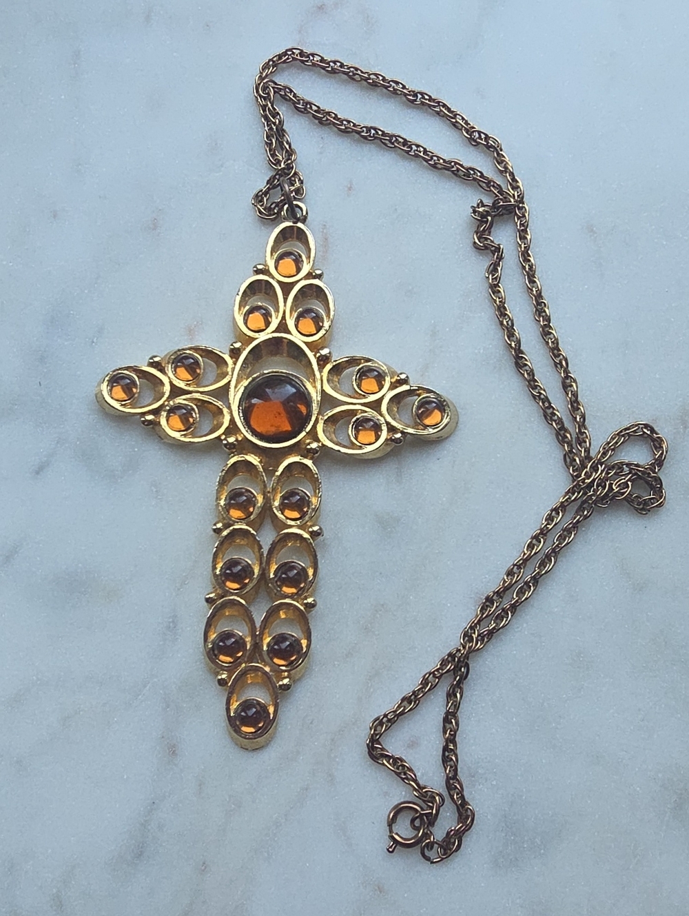 Vintage Oranate Cross Pendant Necklace